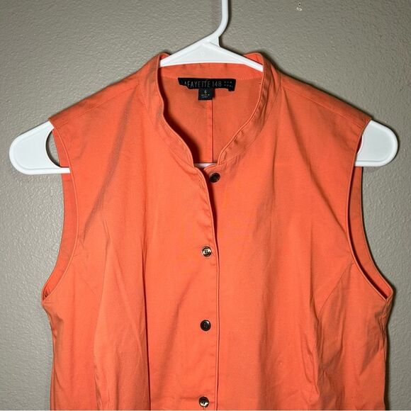 LAFAYETTE 148 sleeveless cotton blend button down top women’s size small 6 - Picture 3 of 8